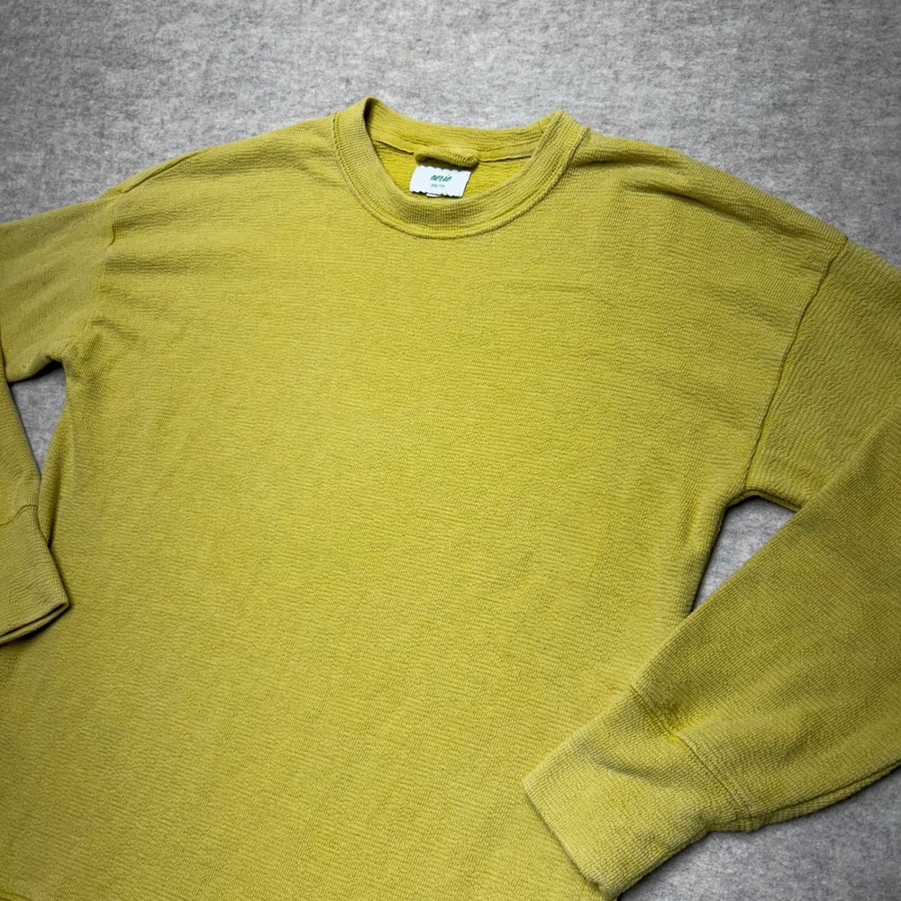 Aerie Womens XXS Oversized Sweatshirt Long Sleeve Textured Yellow Pullover - Picture 2 of 5